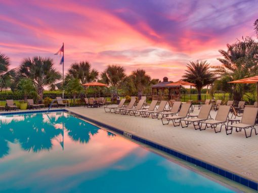 Poolside seating area image