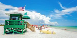 Life guard outpost on the beach image